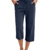 Wish Spring And Autumn European And American Women's Fashion Solid Color Cotton Linen Loose Drawstring Wide-Leg Casual Pants For Women