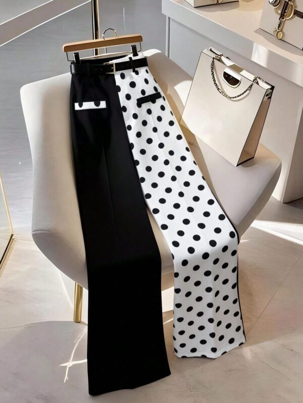 European And American-style French Chic Color-block Polka-dot Patchwork Trousers