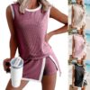 2026 European And American Cross-Border Women's Clothing, New Summer Fashion Casual Set, Striped Short-Sleeve T-Shirt And Three-Quarter Pants Two-Piece Set