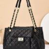 0ef6be18-189d-46f7-b7a0-5ce05ddfd88e.jpg Women's Solid Color Simple Embroidery Thread Rhombus Large Capacity Chain Shoulder Messenger Bag