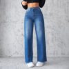 0f34d7cb-569d-4da2-a559-0678978d5e74.jpg Fashion Straight Wide-leg Jeans Casual High-waist Non-elastic Womens Clothing