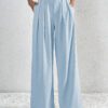 Summer New Solid Color Pleated Casual Wide-leg Pants Loose Casual Women's Commuting Versatile Style Comfortable TrousersS