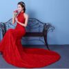 1161595943493.jpg Big Red Wedding Dress Bride Large Size Waist Fishtail Wedding Dress Fishtail Tail Korean Hanging Neck