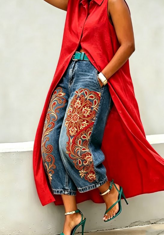 120194e8-7b23-43c3-880e-ade96eb0bee1.jpg Mid-rise Wide-leg Denim Capri Pants