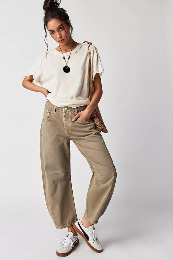 12e11680-36b6-452d-9dba-a446782fa597.jpg High Stretch Mid-Rise Barrel Jeans Fashion Wide Leg Shape Women Casual Baggy Mid Waist Denim Jeans