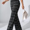 2025 Summer European And American Cross-Border Amazon Popular Women's Fashion Casual Plaid Print Trousers