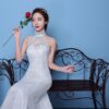1456400171874.jpg Big Red Wedding Dress Bride Large Size Waist Fishtail Wedding Dress Fishtail Tail Korean Hanging Neck
