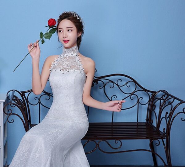 1456400171874.jpg Big Red Wedding Dress Bride Large Size Waist Fishtail Wedding Dress Fishtail Tail Korean Hanging Neck