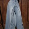 European And American Style Women's Jeans, Washed High-Waisted Double-Layer Split Straight-Leg Pants, Cross-Border Trendy Slim-Fit Floor-Length Denim Trousers