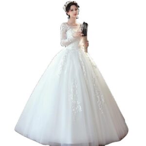 1612056961999.jpg Long Sleeve Wedding Dress New Bride Trailing
