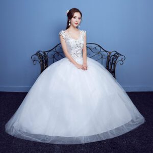 1618137150535.jpg Red Double Shoulder Diamond Lace Wedding Dress
