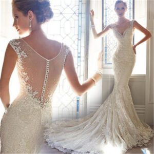 1618904315031.jpg Sexy Halter Brigade Shooting Seaside Beach Location Mermaid Tail Light Wedding Dress