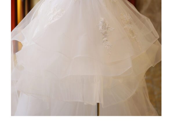1618912027420.jpg The Bride'S Wedding Dress With Long Tail In Front Of The Studio