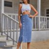 1619598469017.jpg Button Irregular Slit denim High Waist Skirt