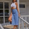 1619598469023.jpg Button Irregular Slit denim High Waist Skirt