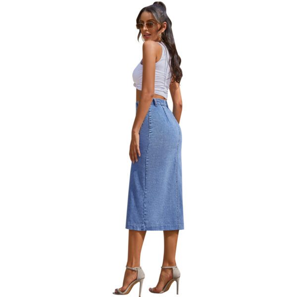 1619598469026.jpg Button Irregular Slit denim High Waist Skirt
