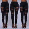 High Quality Women Casual Hole Jeans High Waist Skinny Pant Pencil Jeans Ripped Sexy Female Girls Trousers Denim Jeans