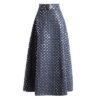 Mid-length Embroidered Sequins Hong Kong-style Retro High-waisted Umbrella Skirt