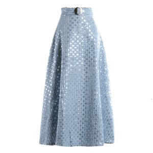 1622020705995.jpg Mid-length Embroidered Sequins Hong Kong-style Retro High-waisted Umbrella Skirt