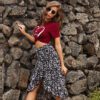 Chiffon Floral Skirt Women