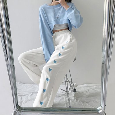 1623723840700.jpg New Love High Waist Drawstring Pants Loose Drawstring