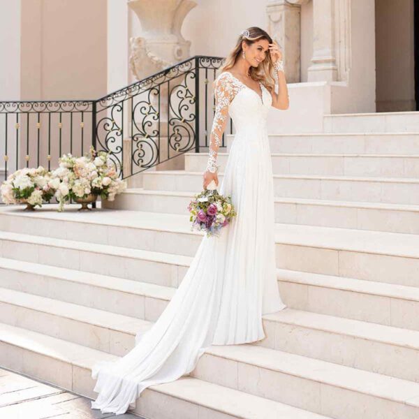 1623737714028.jpg Sexy Backless Deep V-neck Wedding Dress Women White Evening Dress