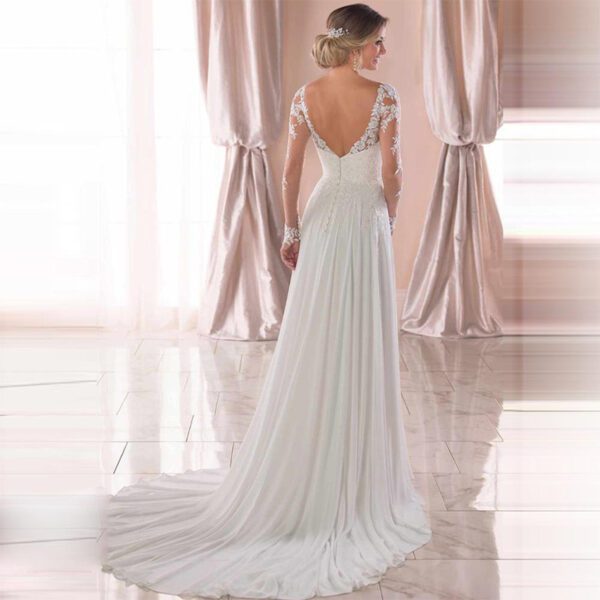 1623737714031.jpg Sexy Backless Deep V-neck Wedding Dress Women White Evening Dress