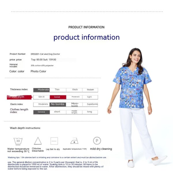 1742357085464694784.jpg Printed Surgical Gown Polyester Cotton Short Sleeve Doctor Nurses' Uniform Children's Beauty Salon Split Suit