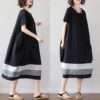17a7fc44-783d-495d-a7a8-09556df039e4.jpg Cotton And Linen Short Sleeve Dress Large Size Women's Mid Length