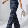 2025 Summer European And American Cross-Border Amazon Popular Women's Fashion Casual Plaid Print Trousers