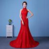 1990214839824.jpg Big Red Wedding Dress Bride Large Size Waist Fishtail Wedding Dress Fishtail Tail Korean Hanging Neck