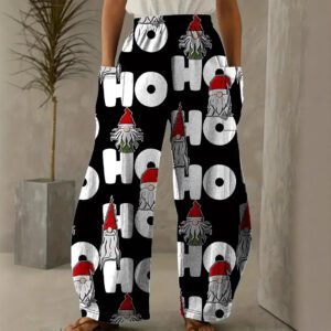 Christmas Wide-leg Pants Spring And Autumn Womens Straight-leg Casual Trousers