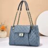 1de0ff46-e692-4209-a8f5-7513f7960d80.jpg Women's Solid Color Simple Embroidery Thread Rhombus Large Capacity Chain Shoulder Messenger Bag
