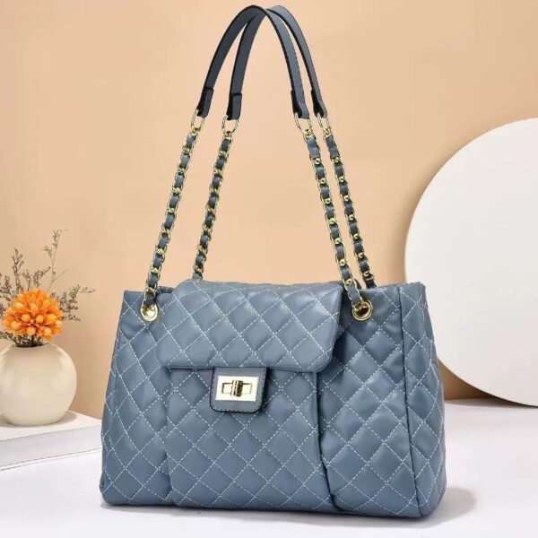 1de0ff46-e692-4209-a8f5-7513f7960d80.jpg Women's Solid Color Simple Embroidery Thread Rhombus Large Capacity Chain Shoulder Messenger Bag