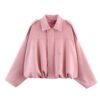 Amazon European And American Women's Clothing 2025 Spring And Autumn Suede Texture Lapel Zipper Button Pilot Jacket