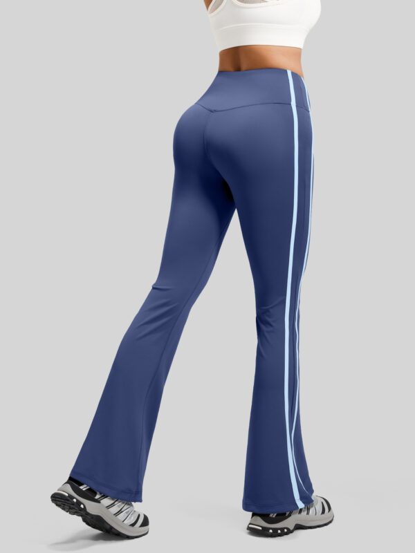 Juyitang's New Stripesd Bell-Bottom Pants Running Nude Elastic Sports Fitness High-Waist Hip-Lifting Yoga Pants For Women