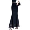 Womens Lace-Panel Sheath Skirt