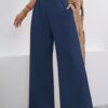2025 European And American Cross-Border Amazon Autumn Women's New Pocket High-Waisted Fashion Versatile Wide-Leg Pants Long Pants Commuting