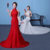 2099882025384.jpg Big Red Wedding Dress Bride Large Size Waist Fishtail Wedding Dress Fishtail Tail Korean Hanging Neck