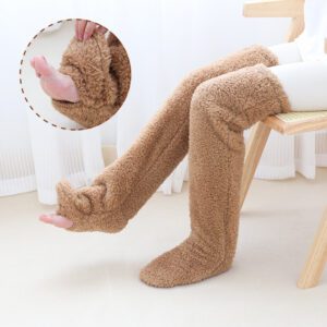 20bfefec-03bb-4cc2-966e-819ba960174d.jpg Over Knee High Fuzzy Long Socks Winter Warm Cold Leg Knee Joint Cold-proof Stockings Home Floor Sleeping Socks