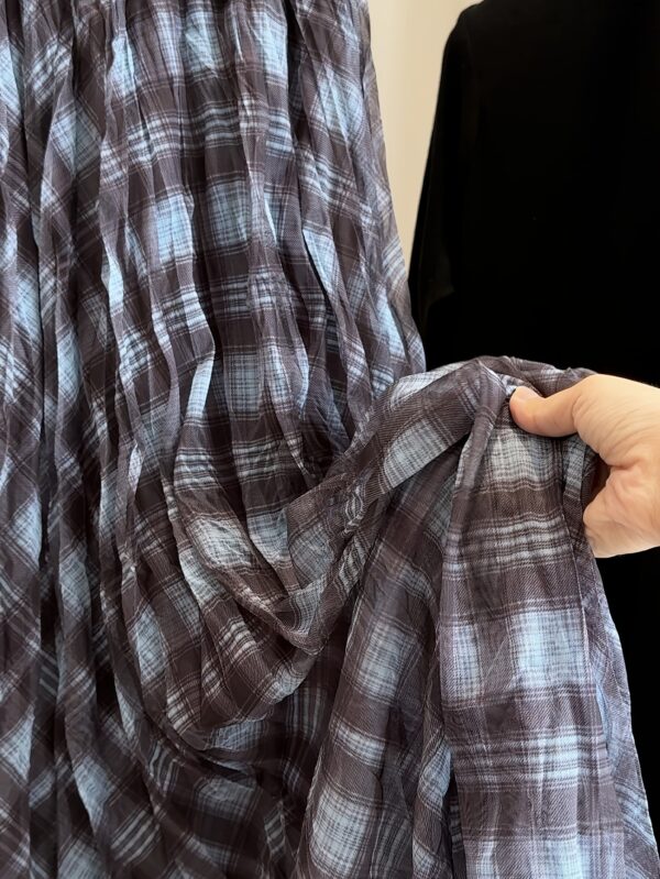 Womens Plaid Chiffon Pleated Skirt