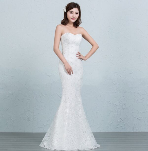 2146522840087.jpg Sequined lace waist fishtail wedding dress