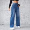 222f3087-eff6-4ad1-bb49-bb909840b555.jpg Fashion Straight Wide-leg Jeans Casual High-waist Non-elastic Womens Clothing