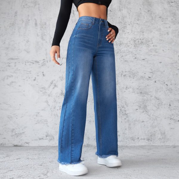 222f3087-eff6-4ad1-bb49-bb909840b555.jpg Fashion Straight Wide-leg Jeans Casual High-waist Non-elastic Womens Clothing