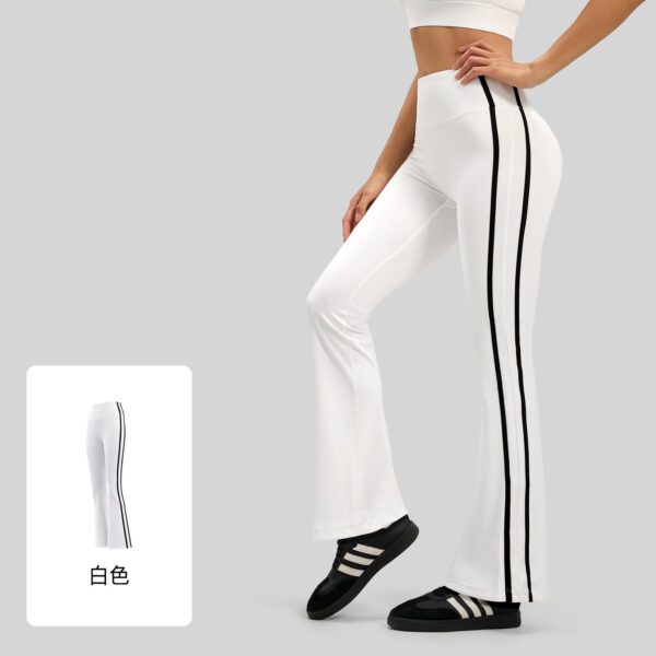 Juyitang's New Stripesd Bell-Bottom Pants Running Nude Elastic Sports Fitness High-Waist Hip-Lifting Yoga Pants For Women