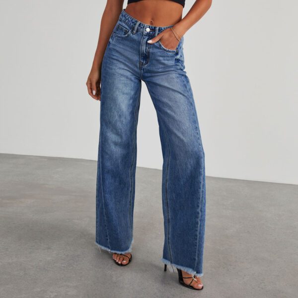 225180ac-18df-4dcb-9e20-d2b36dde40d2.jpg Fashion High Waist Jeans With Pockets Comfortable Slim Fit Straight Wide-leg Pants Womens Clothing