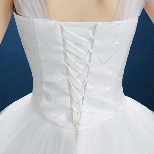 2409764072_1019178779.jpg Summer New Wedding Dress, Korean Simple Shoulder Uniform Show Thin Bride Married One Word Shoulder Dress