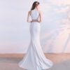 2410030900053.jpg Bride toast clothing new fashion long red fishtail hanging neck wedding banquet evening dress