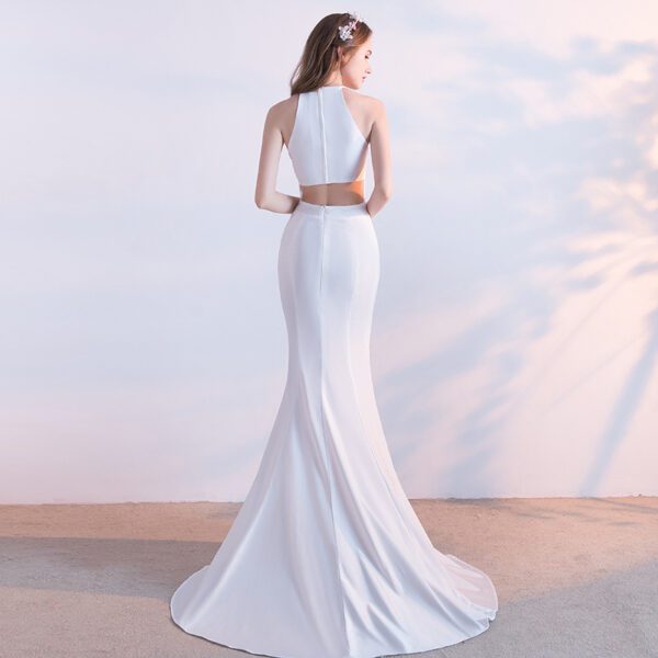 2410030900053.jpg Bride toast clothing new fashion long red fishtail hanging neck wedding banquet evening dress