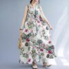 2482177f-4b33-4e0e-8c4c-8f8330d7c536.jpg Printed Cotton Linen Round Neck Sleeveless Dress Women's